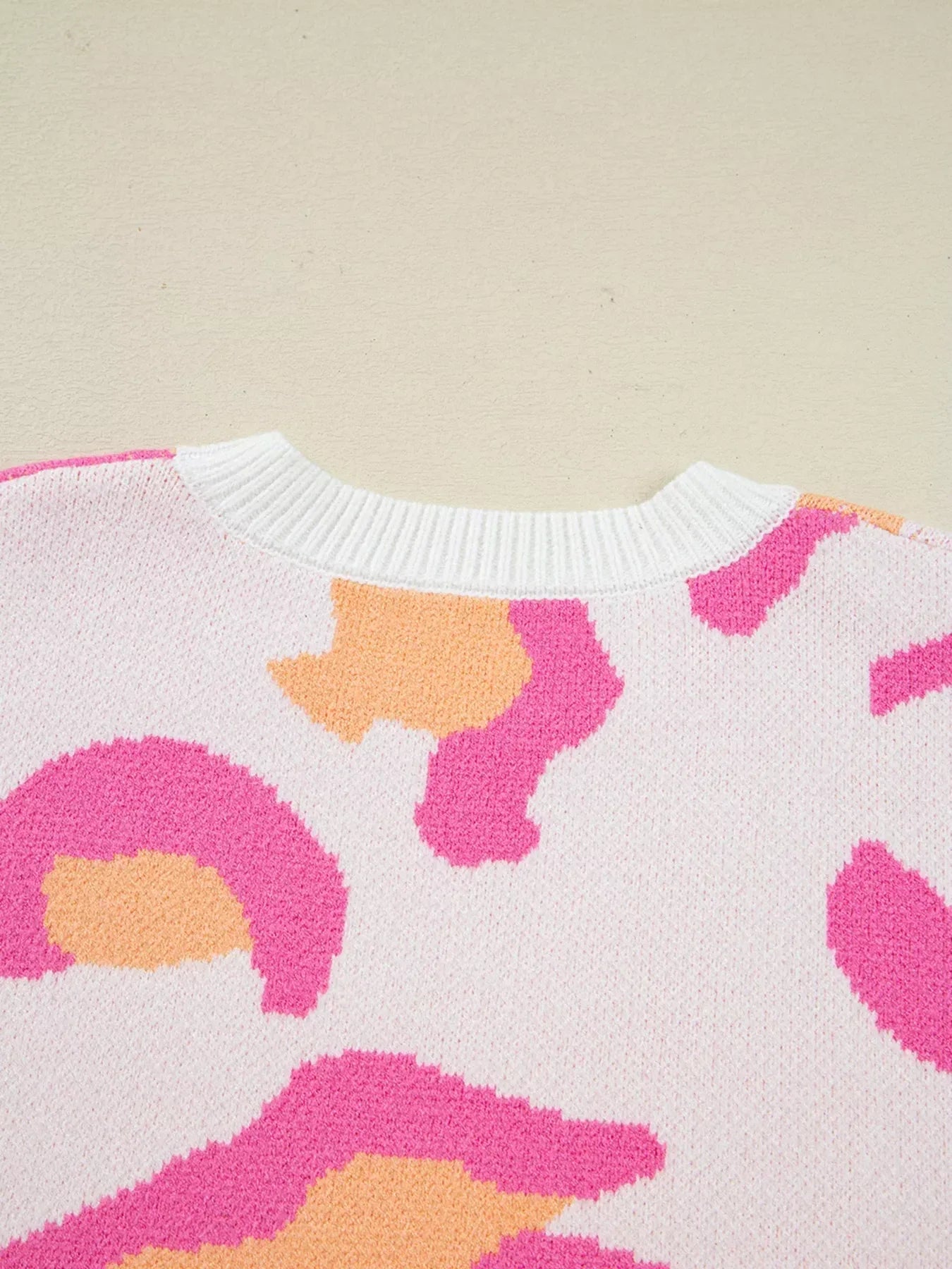 Leopard Print Drop Shoulder Baggy Sweater - DAVERRI FASHIONS