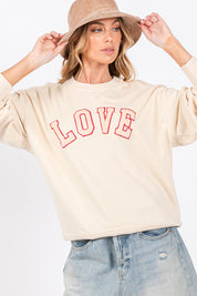 SAGE + FIG LOVE Path Applique Drop Shoulder Sweatshirt Ivory