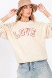 SAGE + FIG LOVE Path Applique Drop Shoulder Sweatshirt - DAVERRI FASHIONS