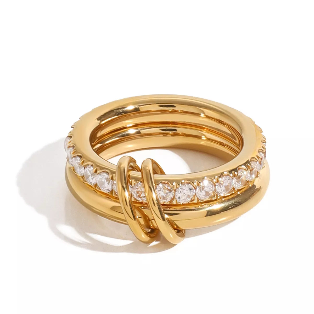 18K Gold-Plated Double Layered Ring | Rings Daverri Fashions