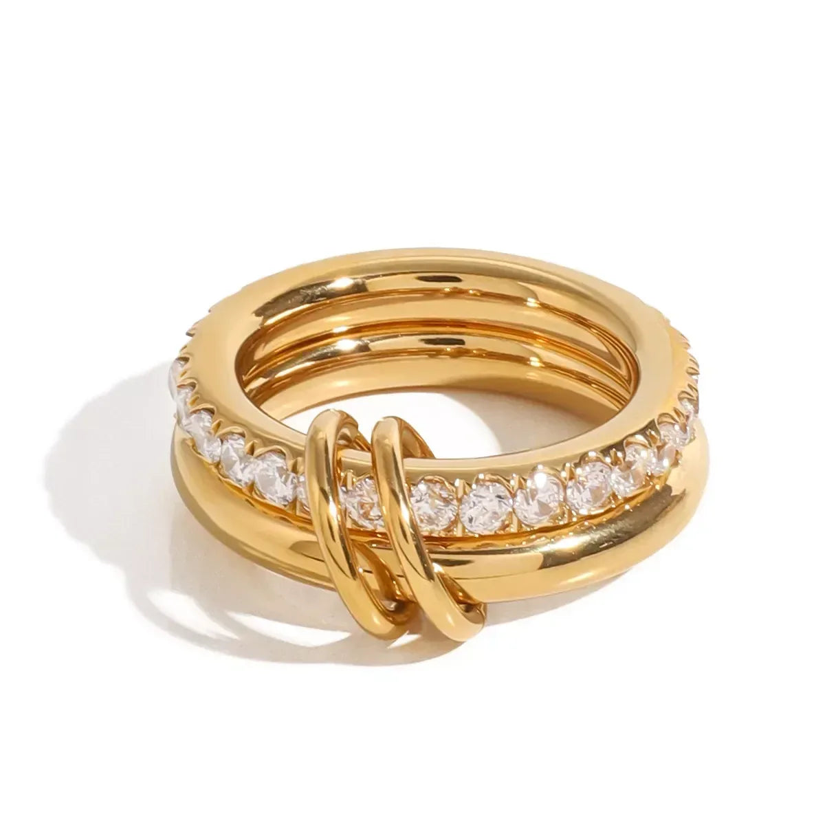 18K Gold-Plated Double Layered Ring - DAVERRI FASHIONS