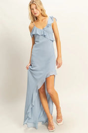 HYFVE Chiffon Ruffle Trim Midi Dress | Daverri Fashions