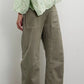 Daverri washed relaxed fit barrel jeans in olive green with patch pockets