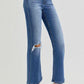 RISEN Full Size Distressed High Rise Crop Flare Jeans - DAVERRI FASHIONS