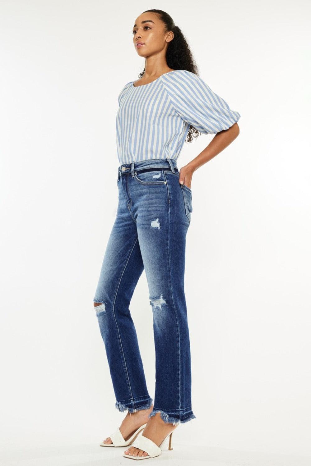 Kancan High Rise Distressed Slim Straight Jeans | Jeans Daverri Fashions