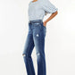 Kancan High Rise Distressed Slim Straight Jeans - DAVERRI FASHIONS