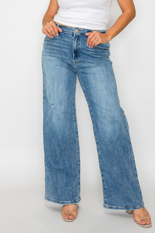 bytos Full Size High Rise Wide Leg Jeans with Pockets | Jeans Daverri Fashions