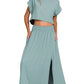 Zenana Heavy Woven Span Crop Tee & Skirt Set Outfit Sets