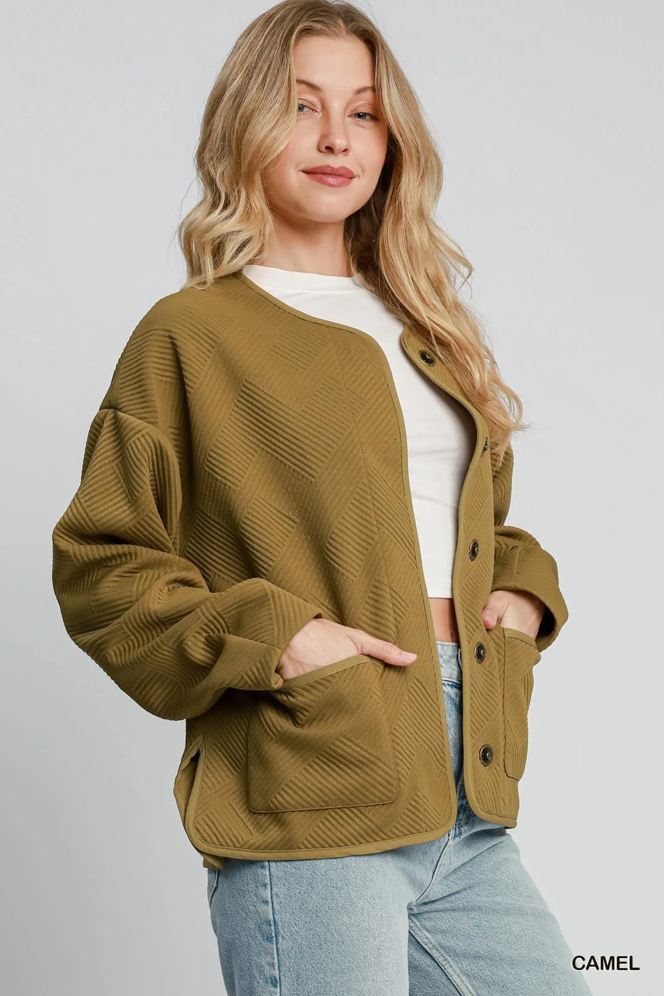 Umgee Textured Jacquard Jacket Jackets