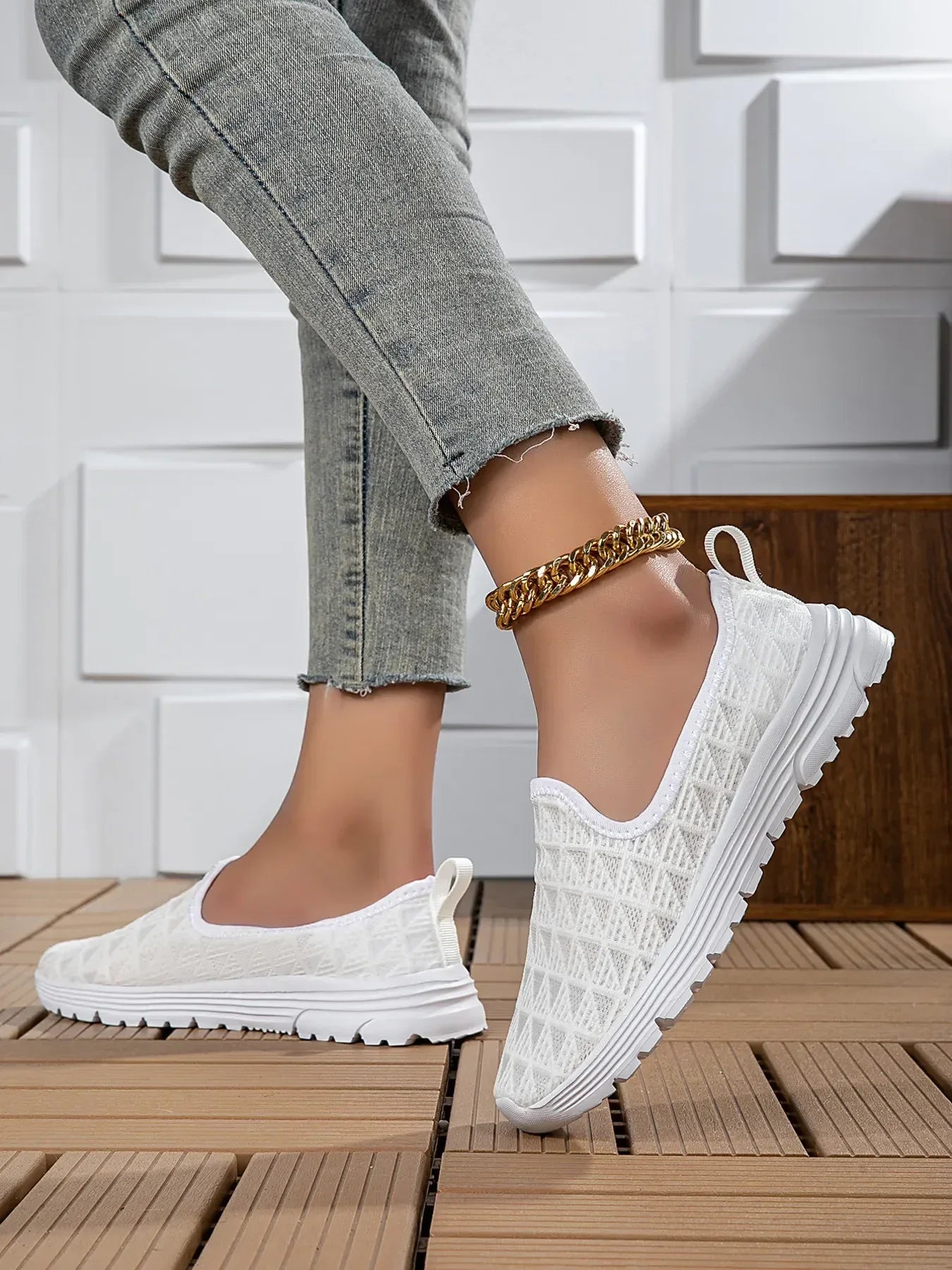 Breathable Mesh Slip-On Sneakers - DAVERRI FASHIONS