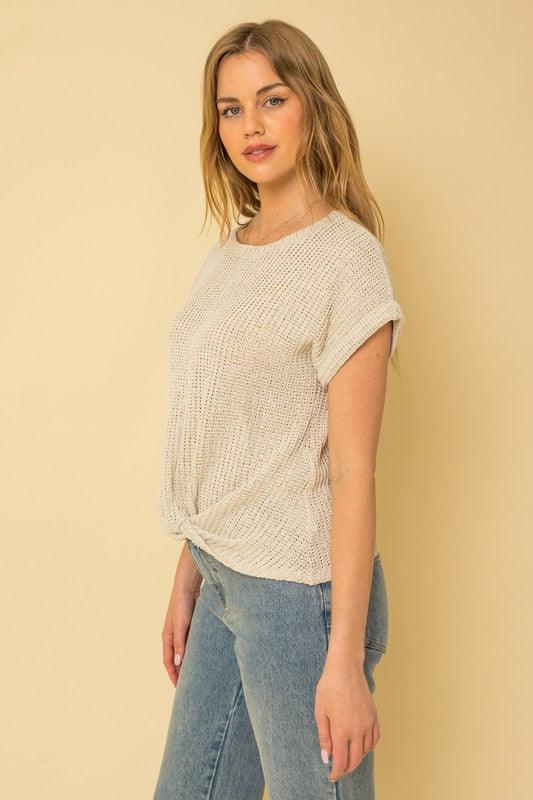 Short Sleeve Bottom Twist Top Shirts & Tops