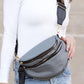 Double Zip Nylon Crescent Crossbody Bag Gray OneSize Handbags