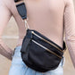 Double Zip Nylon Crescent Crossbody Bag Handbags