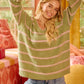 BiBi Striped Long Sleeve Sweater - DAVERRI FASHIONS