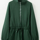 Daverri dark green drawstring half zip long sleeve romper