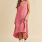 Aemi + Co Rose High-Low Hem Scoop Neck Midi Tank Dress Rose S Tank Dresses