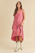 Aemi + Co Rose High-Low Hem Scoop Neck Midi Tank Dress Rose S Tank Dresses