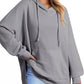 Gray ribbed knit oversized drawstring side slit hoodie by Daverri Fashions