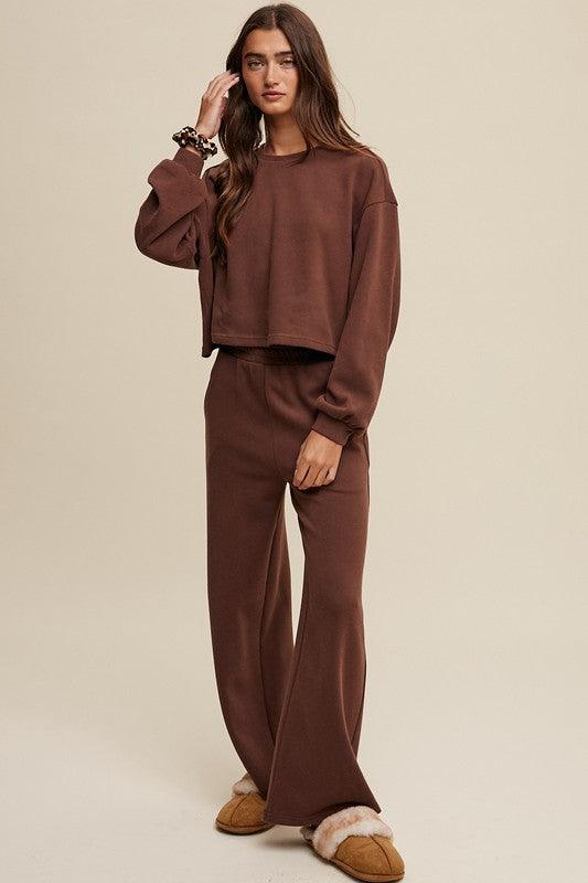 Knit Sweat Top and Pants Athleisure Lounge Set Athleisure