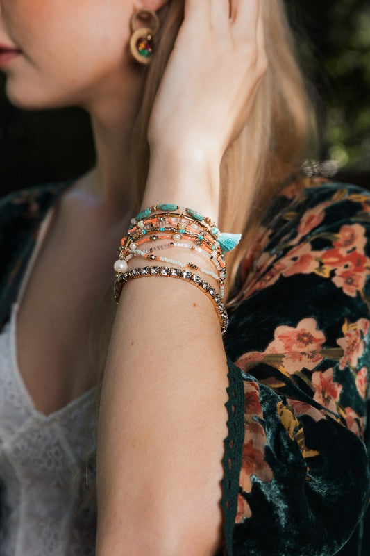Sweet Pastel Studded Beads Layered Bracelet Bracelets