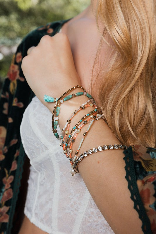 Sweet Pastel Studded Beads Layered Bracelet Bracelets