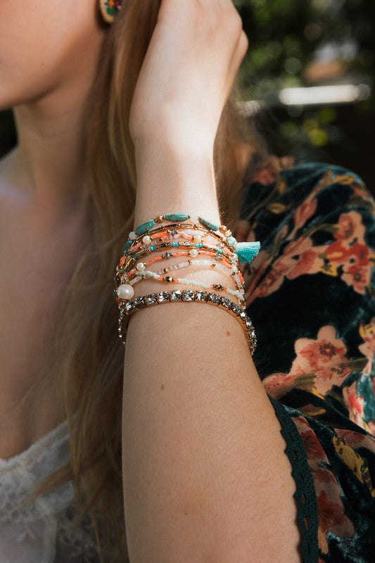 Sweet Pastel Studded Beads Layered Bracelet Multi OS Bracelets