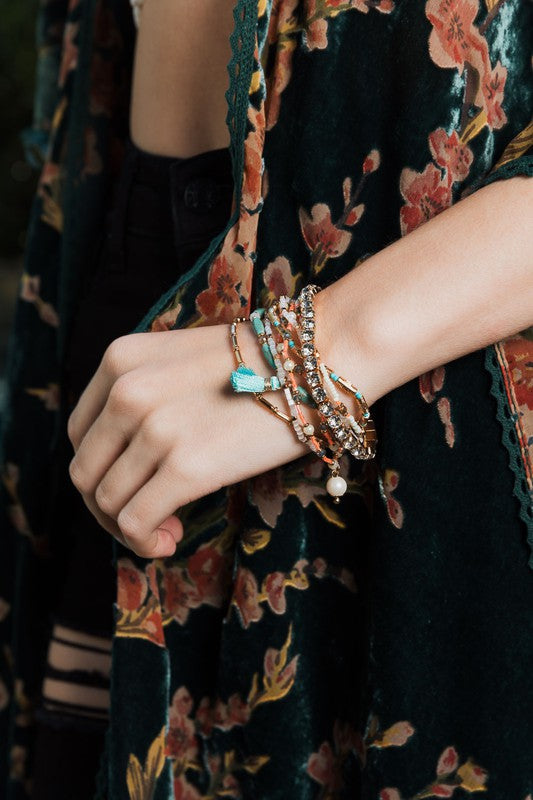 Sweet Pastel Studded Beads Layered Bracelet Bracelets