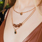 Three Layered Rustic Gold Charmed Necklace Necklaces