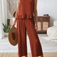 Rust-colored sleeveless Daverri ruffle hem tank top back view
