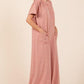 Mittoshop Button Detail Short Sleeve Wide Leg Jumpsuit
