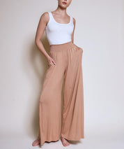 Smocked Waist Organic Bamboo Palazzo Pants Pants