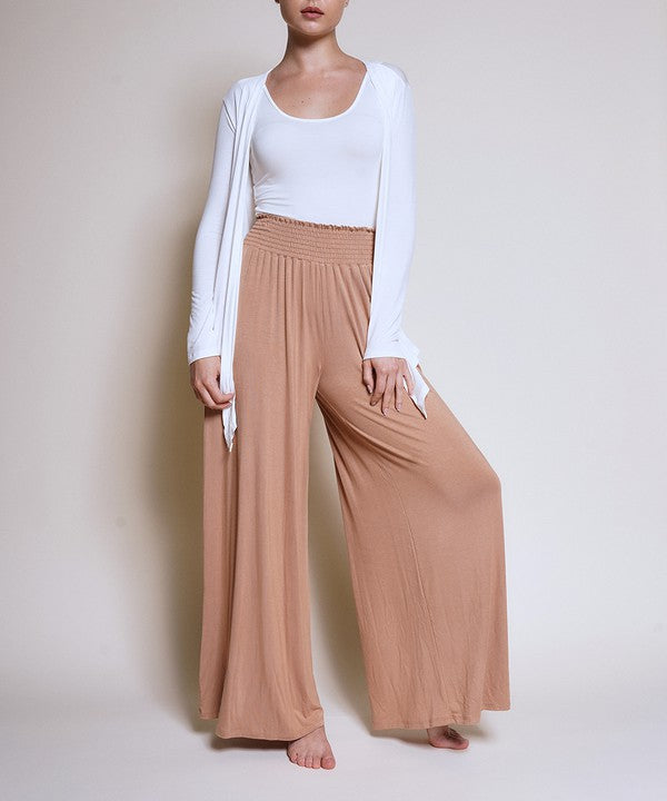 Smocked Waist Organic Bamboo Palazzo Pants Pants