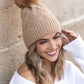 Chunky Knit Fur Pom Beanie - DAVERRI FASHIONS