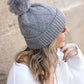 Chunky Knit Fur Pom Beanie - DAVERRI FASHIONS
