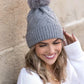 Chunky Knit Fur Pom Beanie - DAVERRI FASHIONS