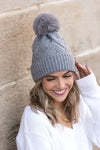 Chunky Knit Fur Pom Beanie - DAVERRI FASHIONS