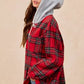 BiBi Brushed Plaid Hooded Jacket - DAVERRI FASHIONS