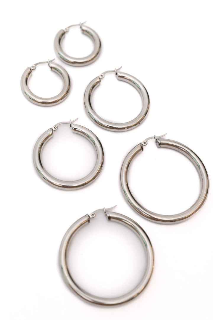 Day to Day Hoop Earrings Set in Silver Accessories