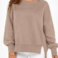 Slit Round Neck Dropped Shoulder Sweatshirt - DAVERRI FASHIONS