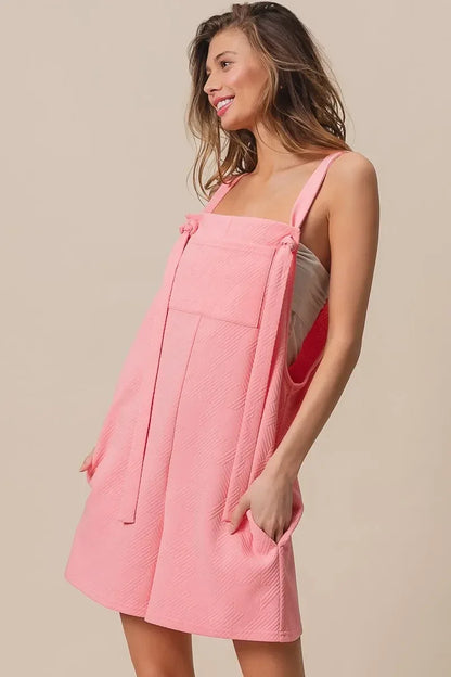 BiBi Texured Jacquard Romper with Side Pockets - DAVERRI FASHIONS