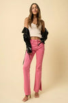 Pink Cargo Slim Boot Jeans - DAVERRI FASHIONS
