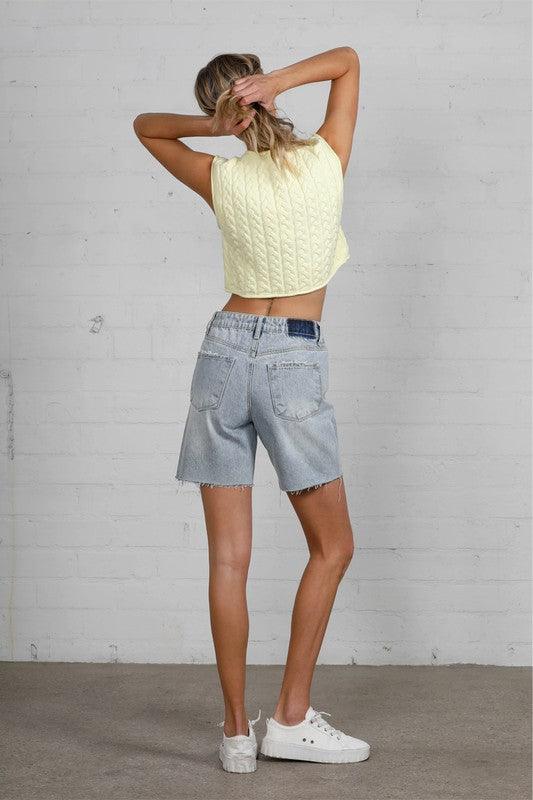 High Rise Denim Bermuda Shorts Jeans