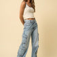 Insane Gene Crossover Waist Relaxed Fit Cargo Jeans Jeans