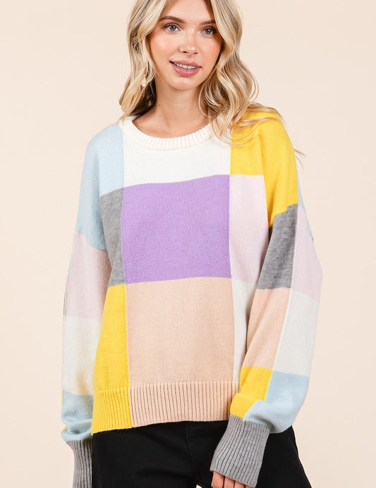 Mittoshop Color Block Round Neck Sweater