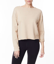 French Terry Long Sleeve Cotton Top TAUPE Sweatshirts