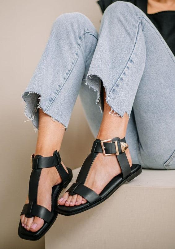 Ava Wide Strap Flat Sandals Shoes