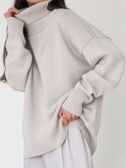 Turtle Neck Dropped Shoulder Sweater | Sweaters Daverri Fashions