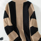 Waffle-Knit V-Neck Striped Long Sleeve Cardigan - DAVERRI FASHIONS