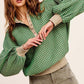 Oversized Two-Tone Textured Long Sleeve Top Shirts & Tops