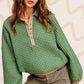 Oversized Two-Tone Textured Long Sleeve Top Shirts & Tops